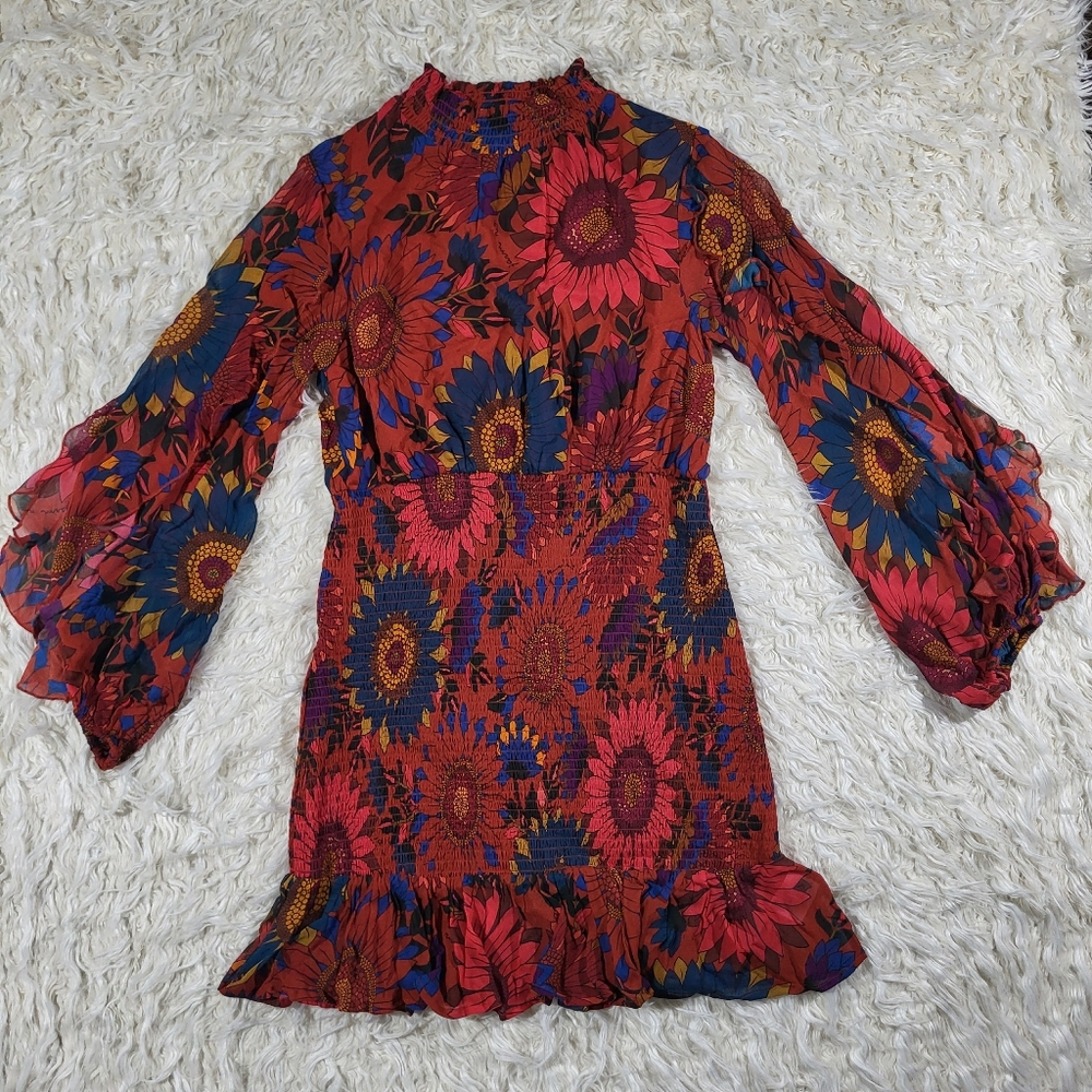Farm x Anthropologie Smocked Mini Dress Size Small - Picture 4 of 16